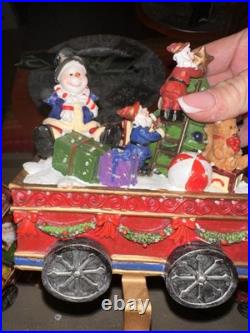 VTG Christmas Train Stocking Holder Set 4pcs Light-Up Mantle Hooks Flaws