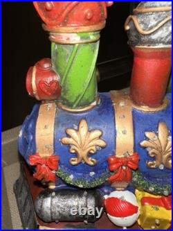 VTG Christmas Train Stocking Holder Set 4pcs Light-Up Mantle Hooks Flaws