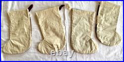 VTG Crazy Quilt Xmas Stockings Embroidery + Antique Lace Handmade Set of 4 Frog