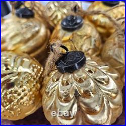 VTG Embossed Mercury Glass Christmas Ornament Kugel Antique Gold Pottery Barn 10