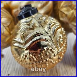 VTG Embossed Mercury Glass Christmas Ornament Kugel Antique Gold Pottery Barn 10