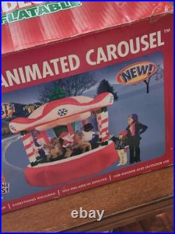 VTG Gemmy 2005 Airblown Lighted Animated 7' Christmas Carousel 12313 AS IS READ VTG Gemmy 2005 Airblown Lighted Animated 7' Christmas Carousel 12313 AS IS READ