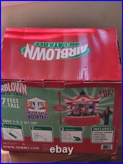 VTG Gemmy 2005 Airblown Lighted Animated 7' Christmas Carousel 12313 AS IS READ VTG Gemmy 2005 Airblown Lighted Animated 7' Christmas Carousel 12313 AS IS READ