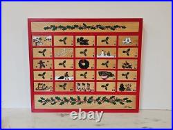 VTG LL Bean Advent Calendar Wood 80s Wall Mount/Countertop w Christmas Ornaments VTG LL Bean Advent Calendar Wood 80s Wall Mount/Countertop w Christmas Ornaments