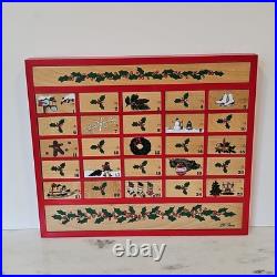 VTG LL Bean Advent Calendar Wood 80s Wall Mount/Countertop w Christmas Ornaments VTG LL Bean Advent Calendar Wood 80s Wall Mount/Countertop w Christmas Ornaments