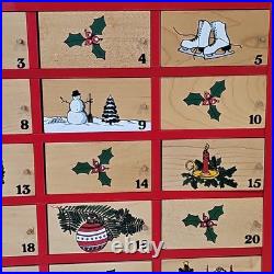 VTG LL Bean Advent Calendar Wood 80s Wall Mount/Countertop w Christmas Ornaments VTG LL Bean Advent Calendar Wood 80s Wall Mount/Countertop w Christmas Ornaments