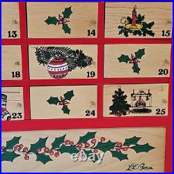 VTG LL Bean Advent Calendar Wood 80s Wall Mount/Countertop w Christmas Ornaments VTG LL Bean Advent Calendar Wood 80s Wall Mount/Countertop w Christmas Ornaments
