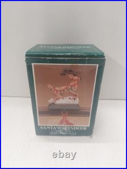 VTG Midwest Cannon Falls Santa & 4 Reindeer Stocking Holder Hangers Cast Iron