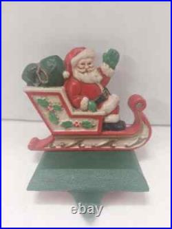 VTG Midwest Cannon Falls Santa & 4 Reindeer Stocking Holder Hangers Cast Iron