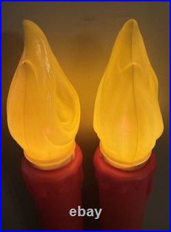 VTG Pair 38 Integrated Plastics Blow Mold Christmas Red Candle NOEL Poinsettias