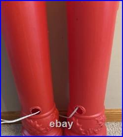 VTG Pair 38 Integrated Plastics Blow Mold Christmas Red Candle NOEL Poinsettias