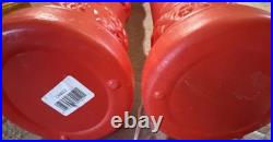 VTG Pair 38 Integrated Plastics Blow Mold Christmas Red Candle NOEL Poinsettias
