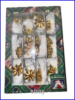 VTG SET of 17 Old World Christmas Radiant Star Ornaments Small Gold With Box HTF