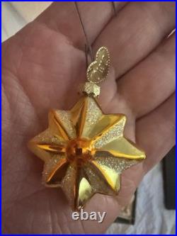 VTG SET of 17 Old World Christmas Radiant Star Ornaments Small Gold With Box HTF