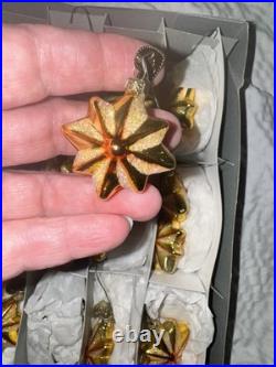 VTG SET of 17 Old World Christmas Radiant Star Ornaments Small Gold With Box HTF
