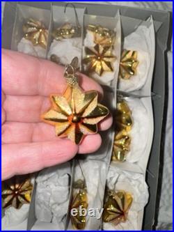 VTG SET of 17 Old World Christmas Radiant Star Ornaments Small Gold With Box HTF