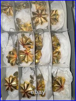 VTG SET of 17 Old World Christmas Radiant Star Ornaments Small Gold With Box HTF