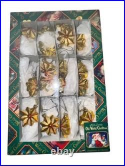 VTG SET of 17 Old World Christmas Radiant Star Ornaments Small Gold With Box HTF