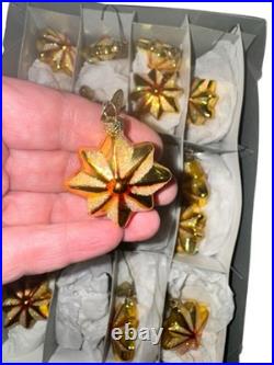 VTG SET of 17 Old World Christmas Radiant Star Ornaments Small Gold With Box HTF