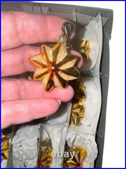 VTG SET of 17 Old World Christmas Radiant Star Ornaments Small Gold With Box HTF