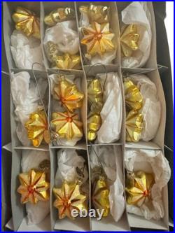 VTG SET of 17 Old World Christmas Radiant Star Ornaments Small Gold With Box HTF