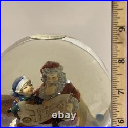 VTG Santa Claus Checking His List Snow Globe Elves Musical Revolving Large Rare