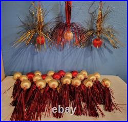VTG Tinsel Foil Waterfall Christmas Tree Decorations Spun Silk Set of 26