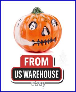 Vaillancourt Pumpkin with Ghosts & Tendrils Chalkware Fall 2007 USA