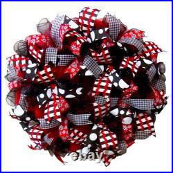 Valentine Door Wreath Red Black White Deco Mesh Ribbon Heart Decor 24