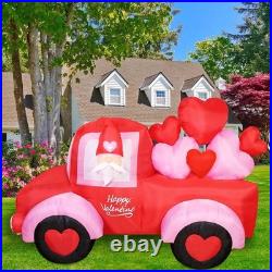Valentines Day Inflatables Gnome Drives a Car Outdoor Decorations Blow Up Yard