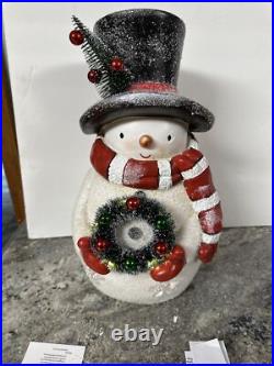 Valerie Parr Hill 17 Snowman White Bottle Brush Wreath Tree Stars Lighted New