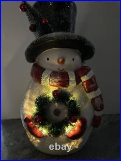 Valerie Parr Hill 17 Snowman White Bottle Brush Wreath Tree Stars Lighted New