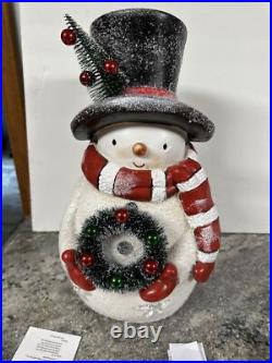 Valerie Parr Hill 17 Snowman White Bottle Brush Wreath Tree Stars Lighted New