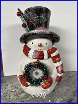 Valerie Parr Hill 17 Snowman White Bottle Brush Wreath Tree Stars Lighted New