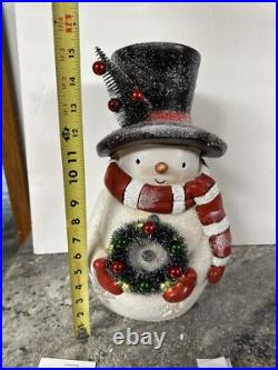 Valerie Parr Hill 17 Snowman White Bottle Brush Wreath Tree Stars Lighted New