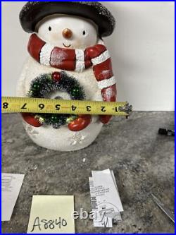 Valerie Parr Hill 17 Snowman White Bottle Brush Wreath Tree Stars Lighted New