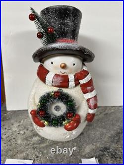 Valerie Parr Hill 17 Snowman White Bottle Brush Wreath Tree Stars Lighted New