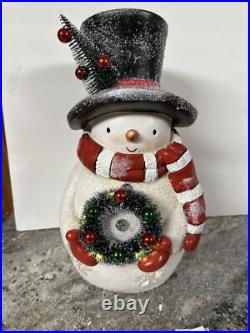 Valerie Parr Hill 17 Snowman White Bottle Brush Wreath Tree Stars Lighted New
