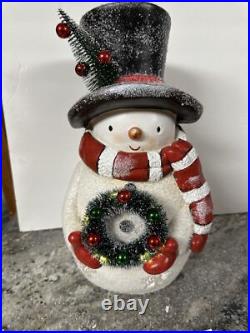 Valerie Parr Hill 17 Snowman White Bottle Brush Wreath Tree Stars Lighted New