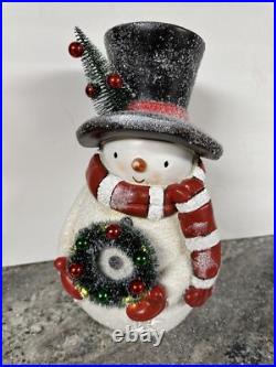 Valerie Parr Hill 17 Snowman White Bottle Brush Wreath Tree Stars Lighted New