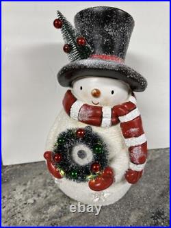 Valerie Parr Hill 17 Snowman White Bottle Brush Wreath Tree Stars Lighted New