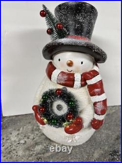 Valerie Parr Hill 17 Snowman White Bottle Brush Wreath Tree Stars Lighted New