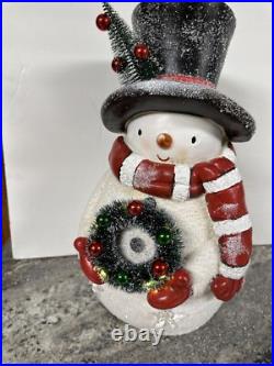 Valerie Parr Hill 17 Snowman White Bottle Brush Wreath Tree Stars Lighted New