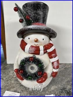 Valerie Parr Hill 17 Snowman White Bottle Brush Wreath Tree Stars Lighted New
