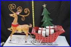 Valerie Parr Hill Slim Metal Reindeer & Sleigh Centerpiece 26 Christmas Retired