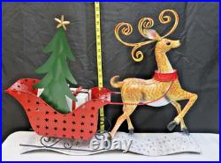 Valerie Parr Hill Slim Metal Reindeer & Sleigh Centerpiece 26 Christmas Retired
