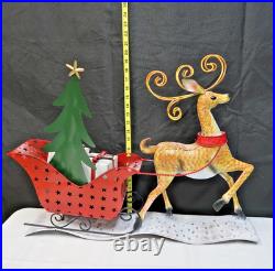 Valerie Parr Hill Slim Metal Reindeer & Sleigh Centerpiece 26 Christmas Retired