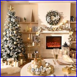 Valery Madelyn 9 Feet Pre-Lit Christmas Garland White Gold Flower VA-EG-XMAS-G