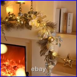 Valery Madelyn 9 Feet Pre-Lit Christmas Garland White Gold Flower VA-EG-XMAS-G