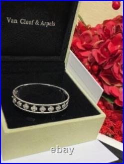 Van Cleef & Arpels Perlee Clover Bracelet White Gold 8mm Diamonds Full Box